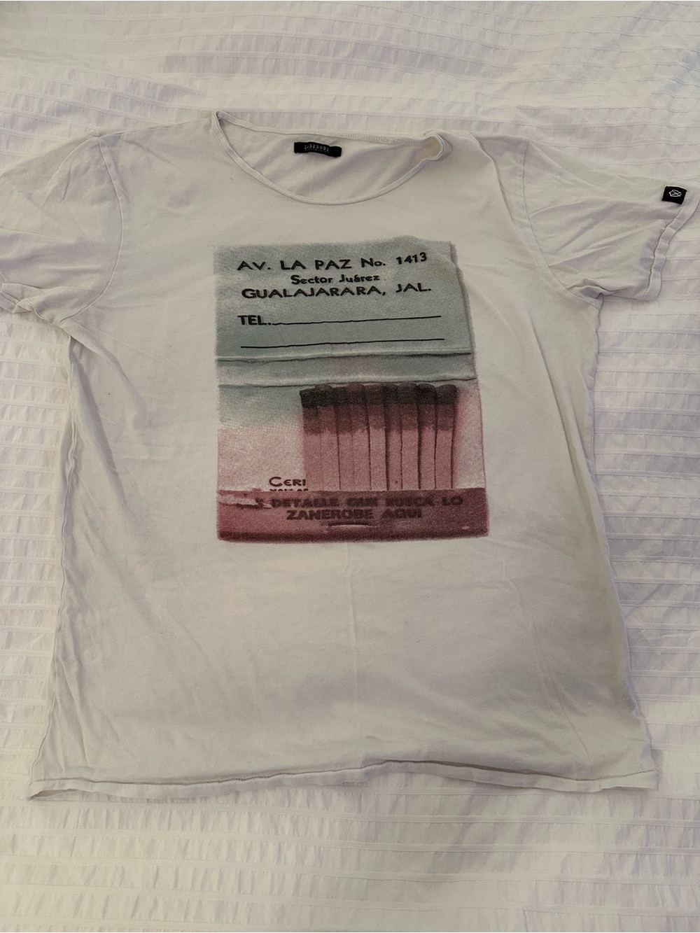 Zanerobe White Short Sleeve Tee with Pink and Blue Graphic